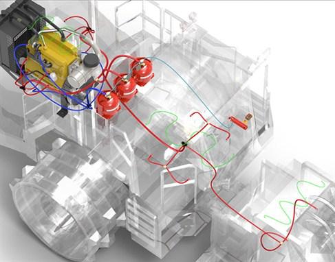 Vehicle Fire suppression system illustration